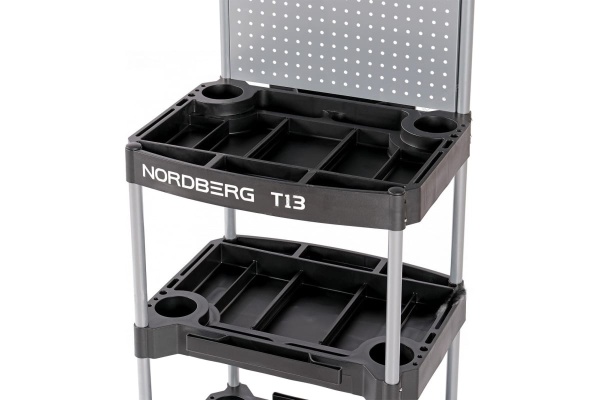 Инструментальная тележка с 3 пластиковыми полками и перфорацией NORDBERG T13 01-00000527