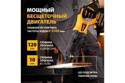 Аккумуляторная бесщеточная сабельная пила Denzel brc-120-0, 18 В, li-ion 28461