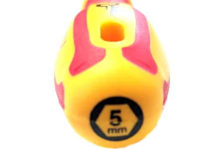 Диэлектрическая отвёртка DUEL 1000V отвертка-ключ торцевая 5x125мм, длина 225 мм DE07-050-125