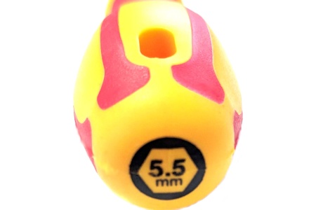 Диэлектрическая отвёртка DUEL 1000V отвертка-ключ торцевая 5.5x125мм, длина 225 мм DE07-055-125