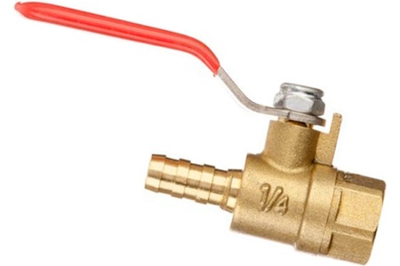 Кран шаровый внутренняя резьба 1/4"M на елочку 10 мм, латунь Pegas pneumatic 4418