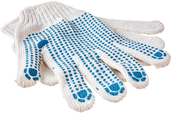 Перчатки СИБРТЕХ х/б, ПВХ-покрытие точка, 7 класс 67703