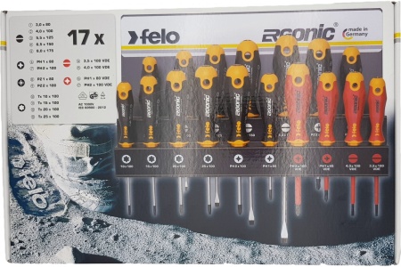 Набор отверток Felo Ergonic SL/PZ/PH/Tx и VDE на стальной стойке, 17 шт 40091743