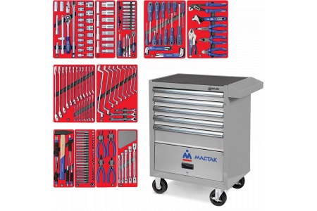 Набор инструментов МАСТАК "МАСТЕР" в серой тележке, 205 предметов 52-05205G