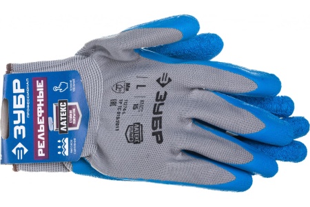 Противоскользящие перчатки ЗУБР Рельефные, размер L 11274-L_z01