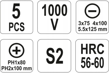 Набор диэлектрических отверток YATO 5 шт YT-2827