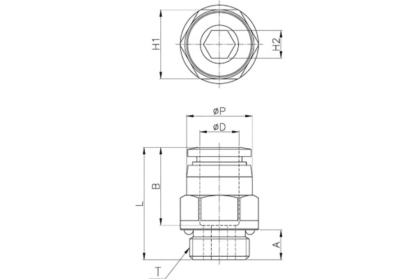 Фитинг 12 мм с наружной металлической резьбой G1/2" CDC Pneumatics PC 12G04