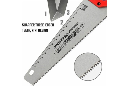 Ножовка по дереву WORKPRO 400 мм, SK5, 7TPI WP215005