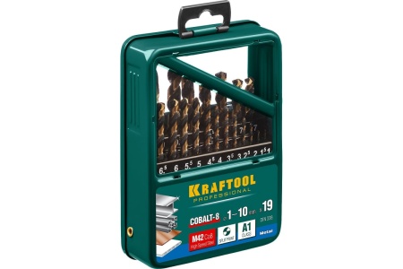 Набор сверл Kraftool по металлу 19 шт, 1-10 мм, HSS-Co 29656-H19 Набор сверл Kraftool по металлу 19 шт, 1-10 мм, HSS-Co 29656-H19