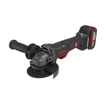 Угловая шлифмашина аккумуляторная бесщеточная KRESS, KUH04, 20В, 125мм, 4Ач х2, ЗУ 6А, кейс