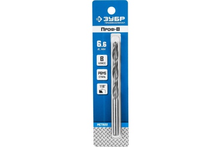 Сверло по металлу ЗУБР Профессионал сталь Р6М5, 6.6х101 мм 29621-6.6