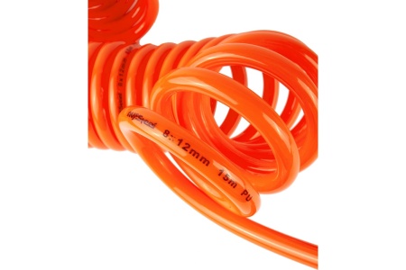 Шланг пневматический спиральный PU с быстросъемными фитингами (8х12 мм; 15 м) AV Steel AV-700015