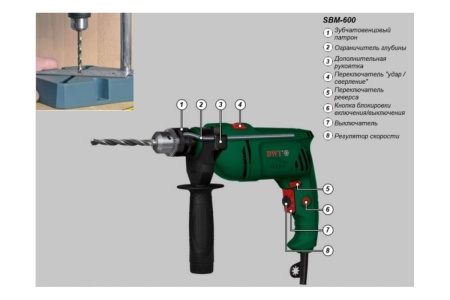 Ударная дрель DWT SBM-600 5.1.25