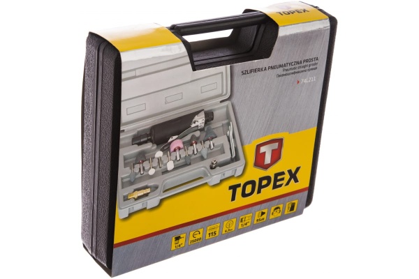 Шлифовальная прямая пневматическая машина с набором шлифкамней TOPEX 74L211