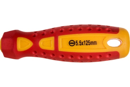 Шлицевая диэлектрическая отвертка Ladina GREPP SL5,5х125 мм, CrV, двухкомпонентная рукоятка 202-028