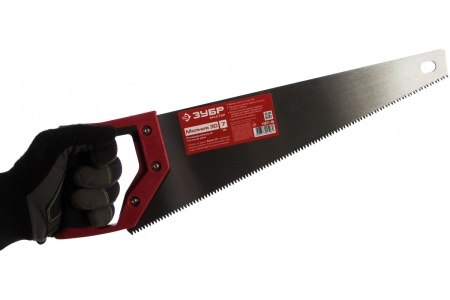 Ножовка Зубр Эксперт по дереву прямой мелкий закаленный зуб пластмассовая ручка шаг зуба 2.8 мм 400мм 15077-40