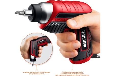 Аккумуляторная отвертка ЗУБР ViX 3.6 В ЗО-Е-3.6 Ли