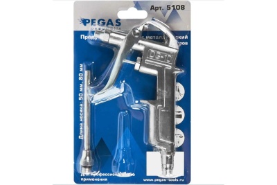 Продувочный металлический пистолет с набором аксессуаров Pegas pneumatic длина носика: 20 мм, 80мм 5108