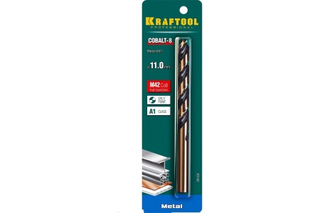 Сверло по металлу COBALT HSS-Co 8% сталь М42 (11х142 мм) Kraftool 29656-11