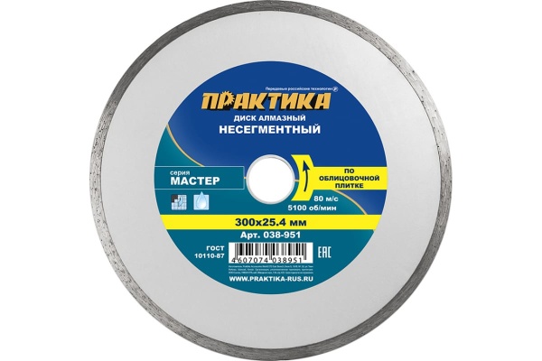 Диск алмазный Мастер (300х25.4 мм) ПРАКТИКА 038-951