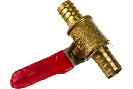 Шаровой кран Pegas pneumatic латунь, елочка, под шланг, 10x10 мм 4412