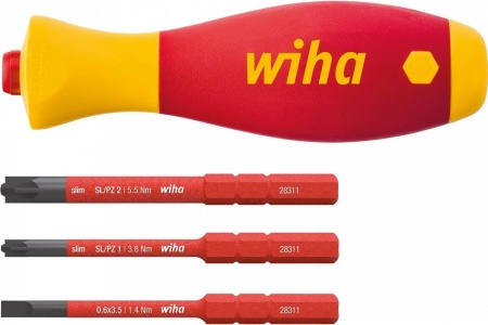 Набор из отвёртки с держателем бит Wiha SoftFinish slimVario electric 4 предмета, wih43449