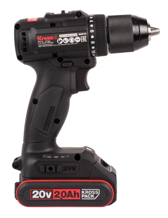 Дрель-шуруповерт аккумуляторная бесщеточная KRESS KU212.1, 20В, 50Нм, 2Ач x2, ЗУ 2А, Сумка + коробка