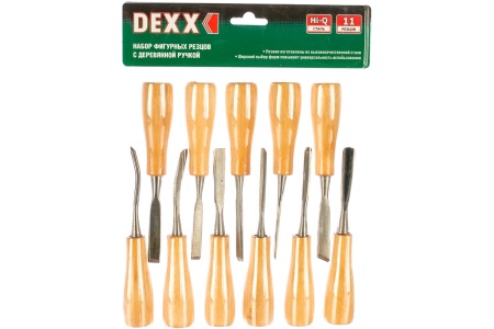 Набор фигурных стамесок DEXX "МИНИ" деревянная ручка, 11 шт 1834-H11_z01