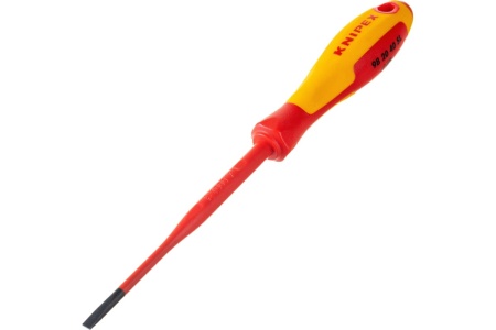 Отвертка KNIPEX SL4.0x0.8 шлицевая тонкая VDE, L  лезвия 100 мм, 1000V, 2-комп. рук-ка KN-982040SL