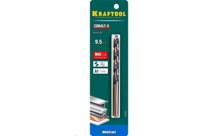 Сверло по металлу COBALT HSS-Co 8% сталь М42 (9.5х133 мм) Kraftool 29656-9.5