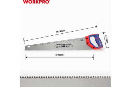 Ножовка по дереву WORKPRO 550 мм, SK5, 7TPI WP215008
