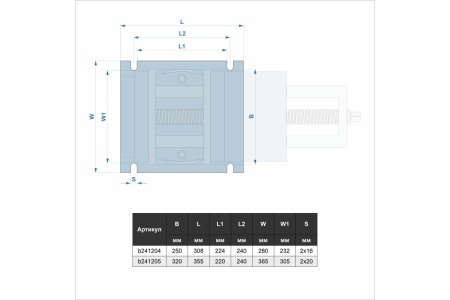 Поворотные станочные тиски с открытым винтом GRIFF серия QB 250 мм b241204