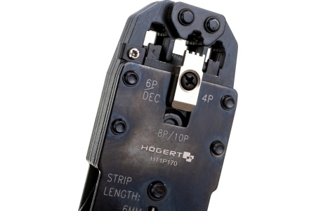 Пресс-клещи для обжима телефонных и компьютерных клемм HOEGERT TECHNIK 4P, 6P, 8P, 10P HT1P170