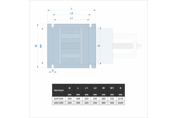Поворотные станочные тиски с открытым винтом GRIFF серия QB 250 мм b241204