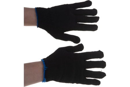Вязаные упрочненные перчатки РОС черные, х/б с ПВХ 12497