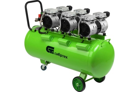Безмаслянный малошумный компрессор СИБРТЕХ МБ 2250/100, 2250 Вт, 100л, 400 л/мин 58008