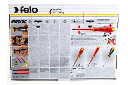 Набор диэлекрических отверток Felo Ergonic с диэлектрическими пасатижами и бокорезами в упаковке, 8 шт 41398517