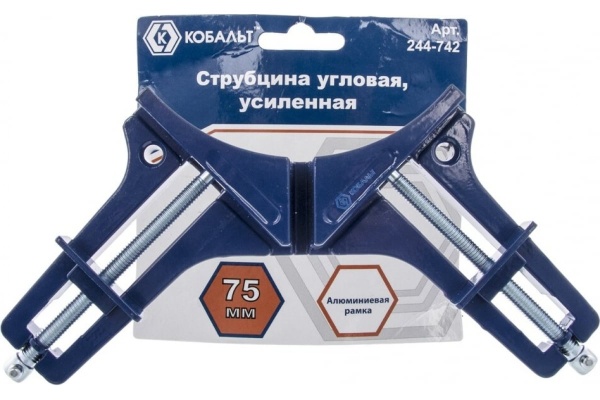 Угловая усиленная струбцина 75мм КОБАЛЬТ 244-742