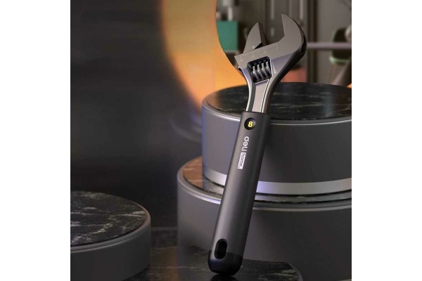 Разводной ключ DELI Home Series Black HT1508 200 мм, Soft Touch рукоять, лазерная гравировка шкалы, эксклюзивный дизайн, подарочная упаковка 104610