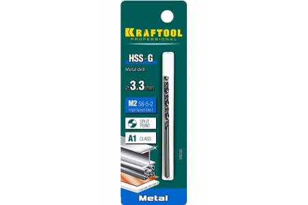 Сверло по металлу HSS-G сталь М2 (3.3х65 мм) Kraftool 29651-3.3