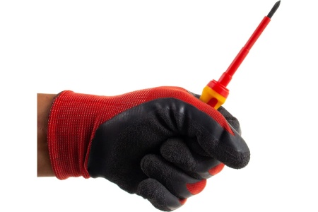 Высоковольтная отвертка Kraftool Expert Cr-Mo-V стержень двухкомпонентная маслобензостойкая рукоятка PH №1 80 мм 250084-1-080