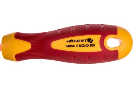 Изолированная отвертка с прямым шлицем HOEGERT TECHNIK SL3, 100 мм, 1000 V, сталь S2 HT1S903