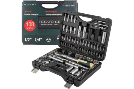 Набор торцевых головок и вставок ROCKFORCE 1/2"х1/4"DR 6-гранных 108 предметов RF-41082-5LEURO