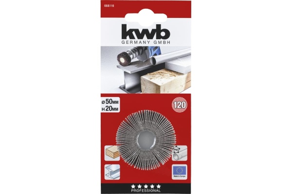 Круг лепестковый шлифовальный 50x20 мм, K120 KWB 88110