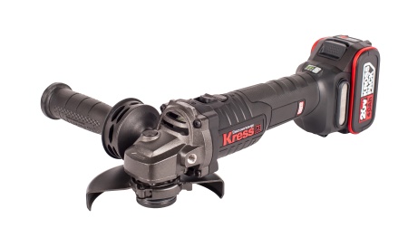 Угловая шлифмашина аккумуляторная KRESS, KU801, 20В, 125мм, 4Ач х2, ЗУ 6А, кейс