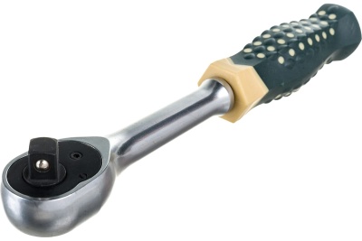 Реверсивная двухсторонняя трещотка с резиновой ручкой 1/4-3/8 ROCKFORCE RF-802321