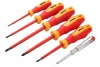 Набор диэлектрических отверток vde Wokin 6 шт, sl3x75, sl4x100, sl5.5x125, ph1x80, ph2x100 + индикаторная отвертка 3x140 мм 1352700