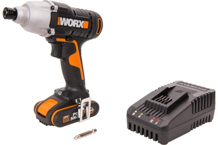 Ударный аккумуляторный винтоверт WORX 20 В, 1х2Ач, кейс WX291