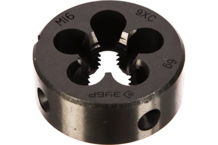 Плашка круглая ручная для нарезания метрической резьбы (М16 x 2) "Мастер" Зубр 4-28022-16-2.0