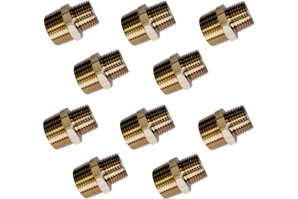 Ниппель латунный переходной пневмо (10 шт; 1/2"НР - 1/4"НР) Профитт 9276270